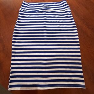 Hybrid & Company Blue White Striped Pencil Skirt | Size XL | Stretch Skirt